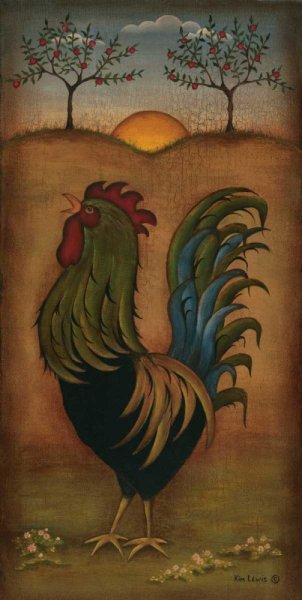 Петушок плакат черный