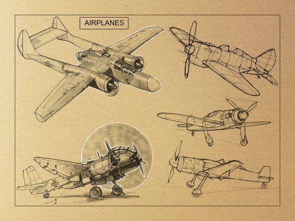 Набросок старинного самолета