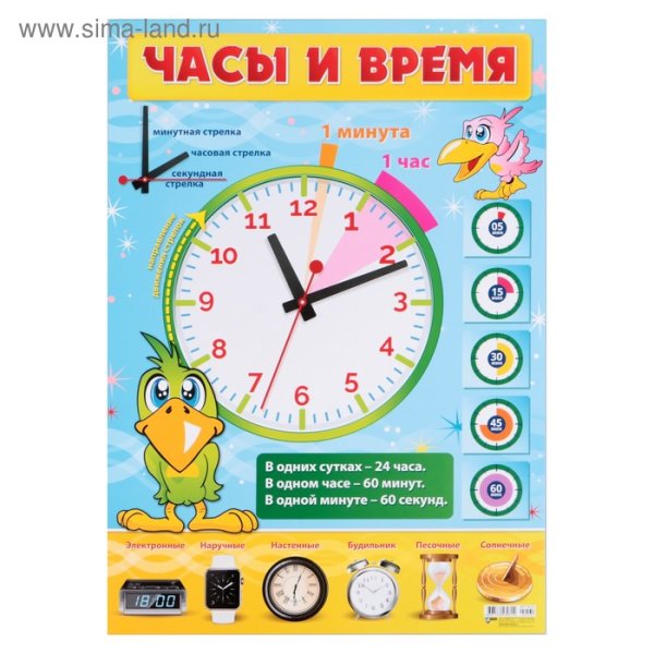 Плакат часы для детей