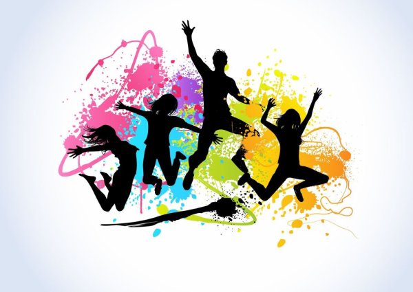 Цветные силуэты молодежи