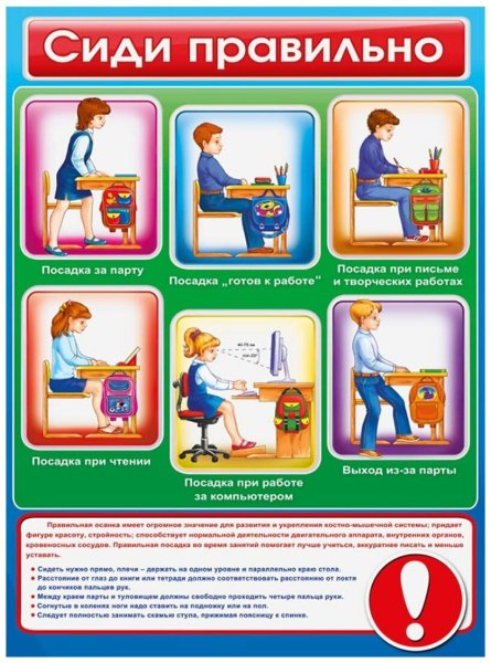 Сиди правильно при письме плакат