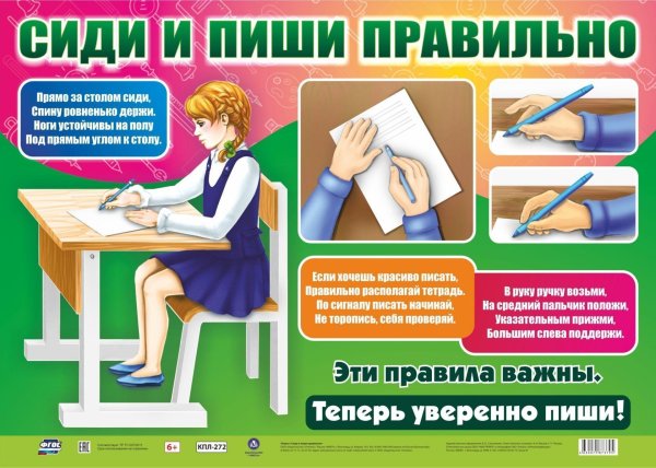 Сиди правильно при письме плакат