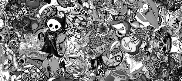 Sticker bombing черно белый