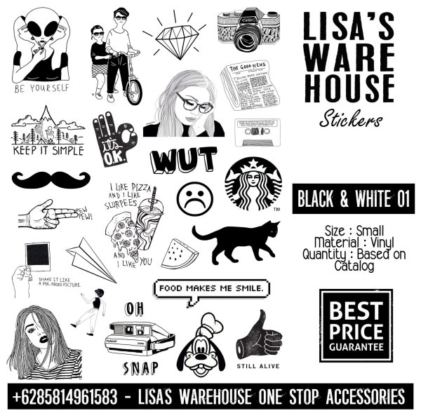 Стикеры чёрно белые