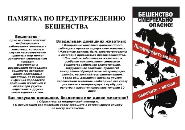 Бешенство памятка
