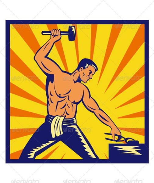 Рабочий с кувалдой