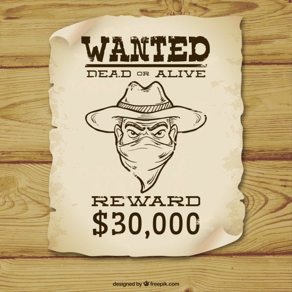 Плакат разыскивается в стиле вестерн