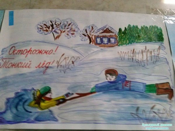 Осторожно тонкий лед рисунок