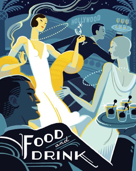 Рождественский плакат арт деко