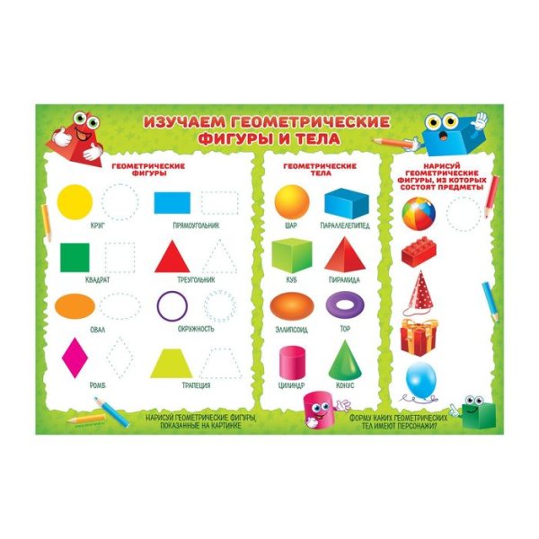 Плакат обучающий геометрические фигуры