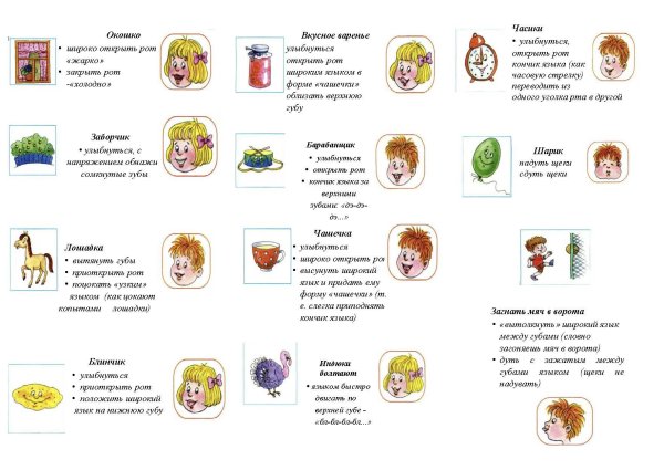 Памятка артикуляционной гимнастики для дошкольников