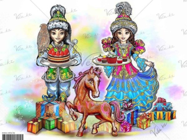 Шарж в казахском национальном костюме