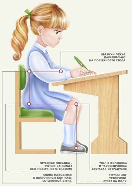 Правильная посадка ребенка за столом