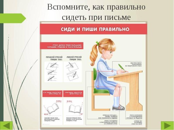 Правильная посадка за партой