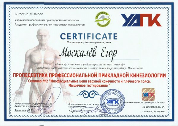 Сертификат мануальная терапия