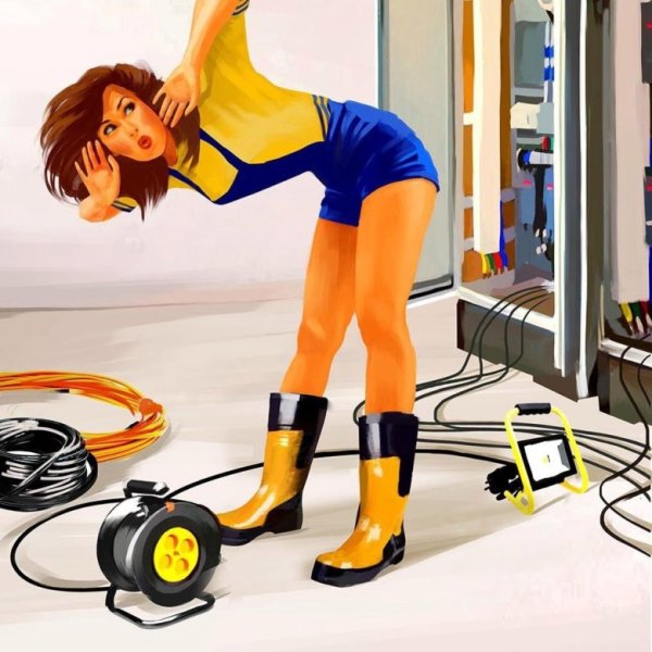 Девушка электричество