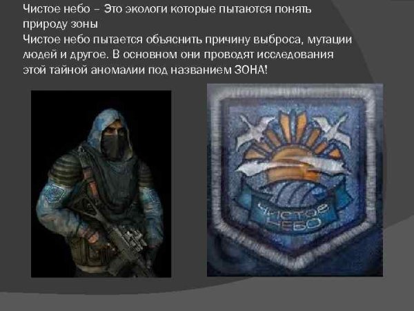Сталкер чистое небо группировка описание