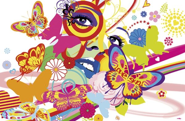 Фотообои w+g 4 листов бабочки 429