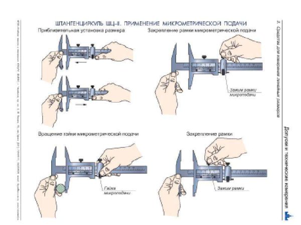 Плакат штангенциркуль конструкция настройка измерения