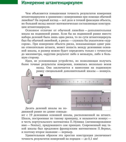 Шкала нониуса штангенциркуля с 0.1