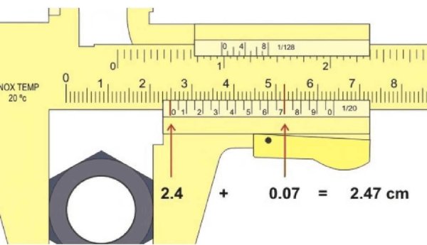 Измерение штангенциркулем с нониусом