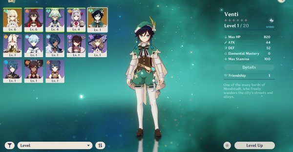 Выпадение Венти Genshin Impact