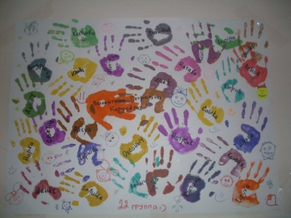 Плакат с отпечатками рук