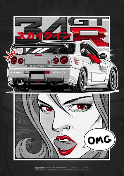 Nissan Skyline r32 GTR Постер