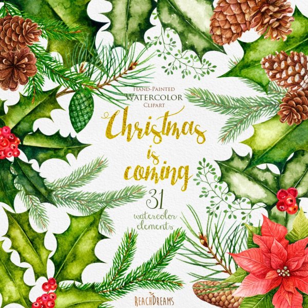 Новый год акварель