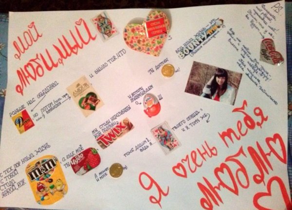 Пожелания на плакате со сладостями