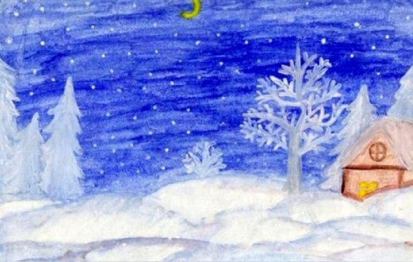 Зимний пейзаж со снегирями