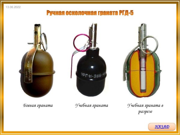 Ручные осколочные гранаты РГД-5 Ф-1 РГН РГО