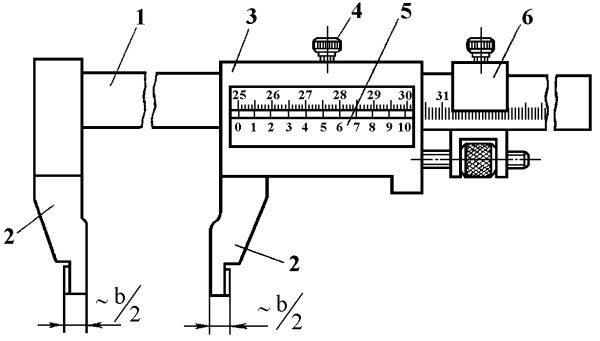Схема измерения штангенциркулями шц2