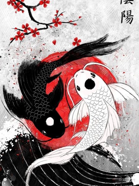 Тату пейзаж в японском стиле