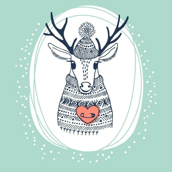 Постер с новым годом в скандинавском стиле