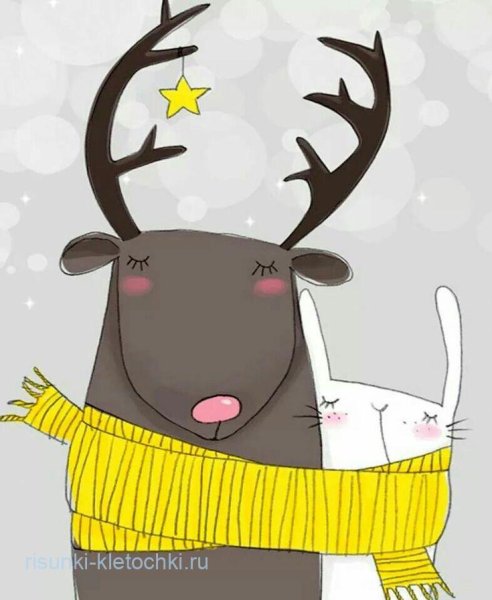 Милый олень новогодний арт