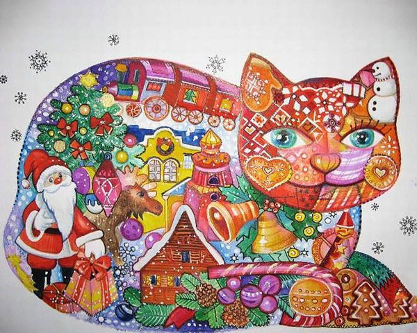 Оксана Заика коты новогодние