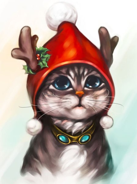 Новогодний кот арт