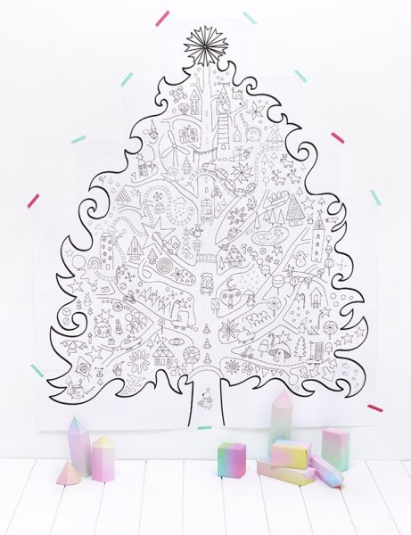 Раскраска Новогодняя большая на стену