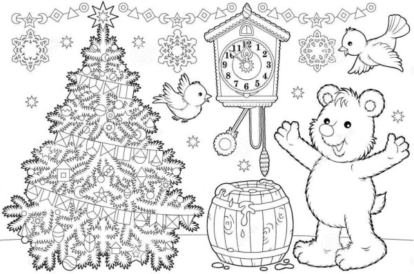 Новогодние плакаты раскраски для детей