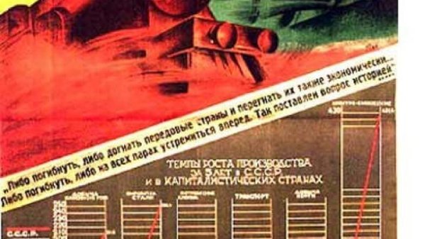 Плакат догнать и перегнать 1926