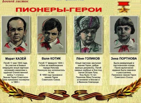 Пионеры герои герои советского Союза