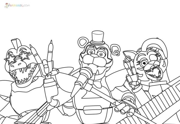 Раскраска АНИМАТРОНИКИ Фредди