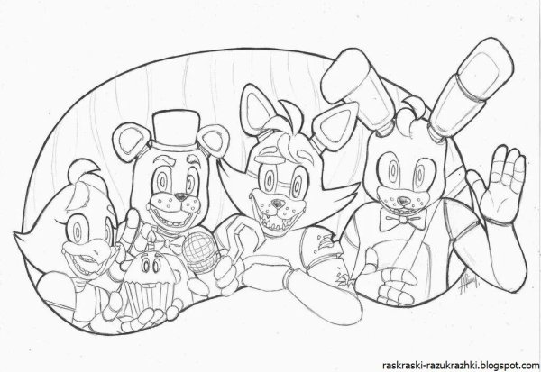 Раскраска АНИМАТРОНИКИ ФНАФ