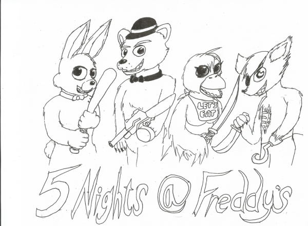 Плакат ФНАФ раскраска