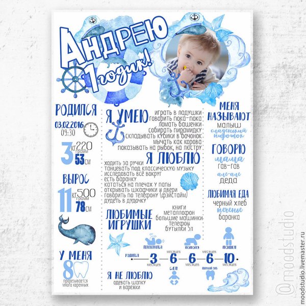 Метрика для мальчика 1 год