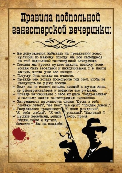 Гангстерская вечеринка сценарий в стиле Чикаго