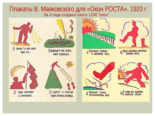 Плакаты Маяковского в окнах роста
