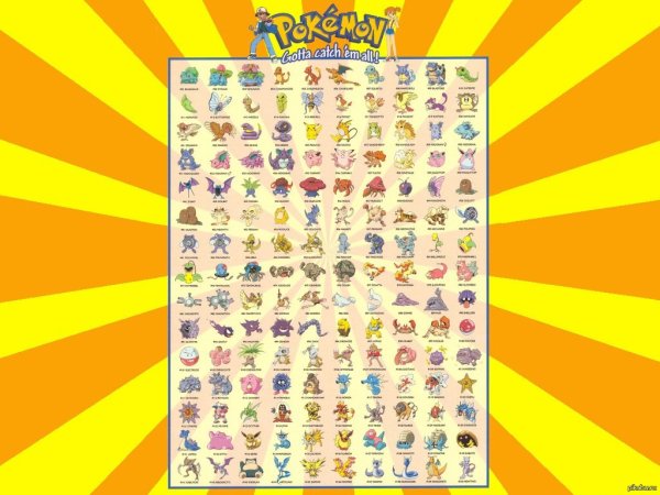 150 Покемонов плакат