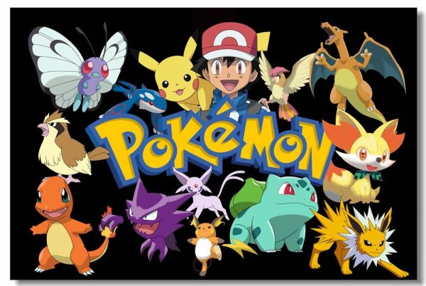 Плакат покемонов с названиями